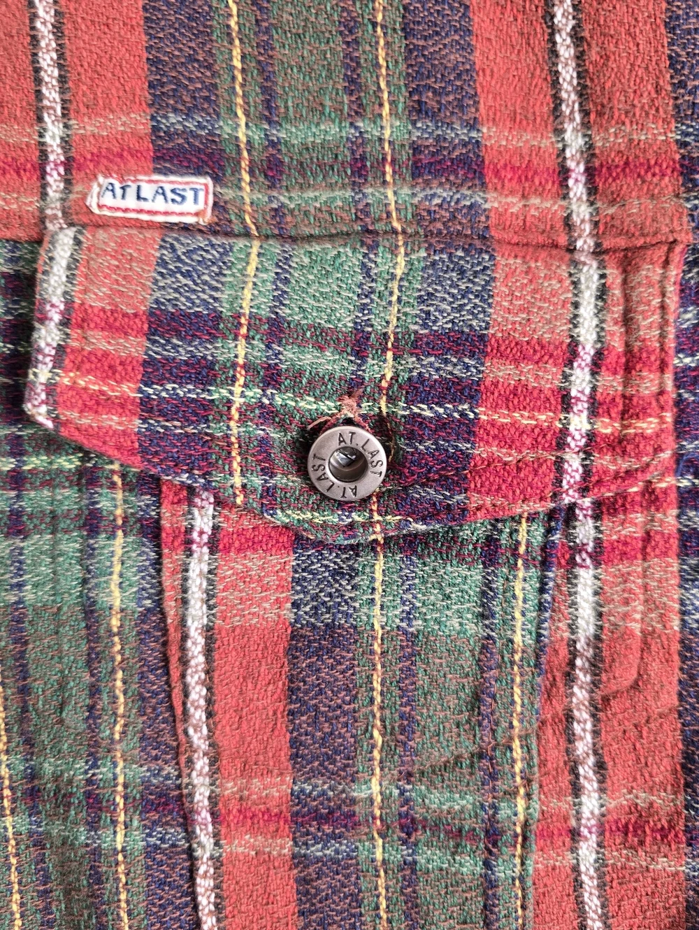 🧡1970's Cropped Plaid Textured Zip Rolled Sleeves Orange & Olive Rare Top🧡 - Picture 4 of 9